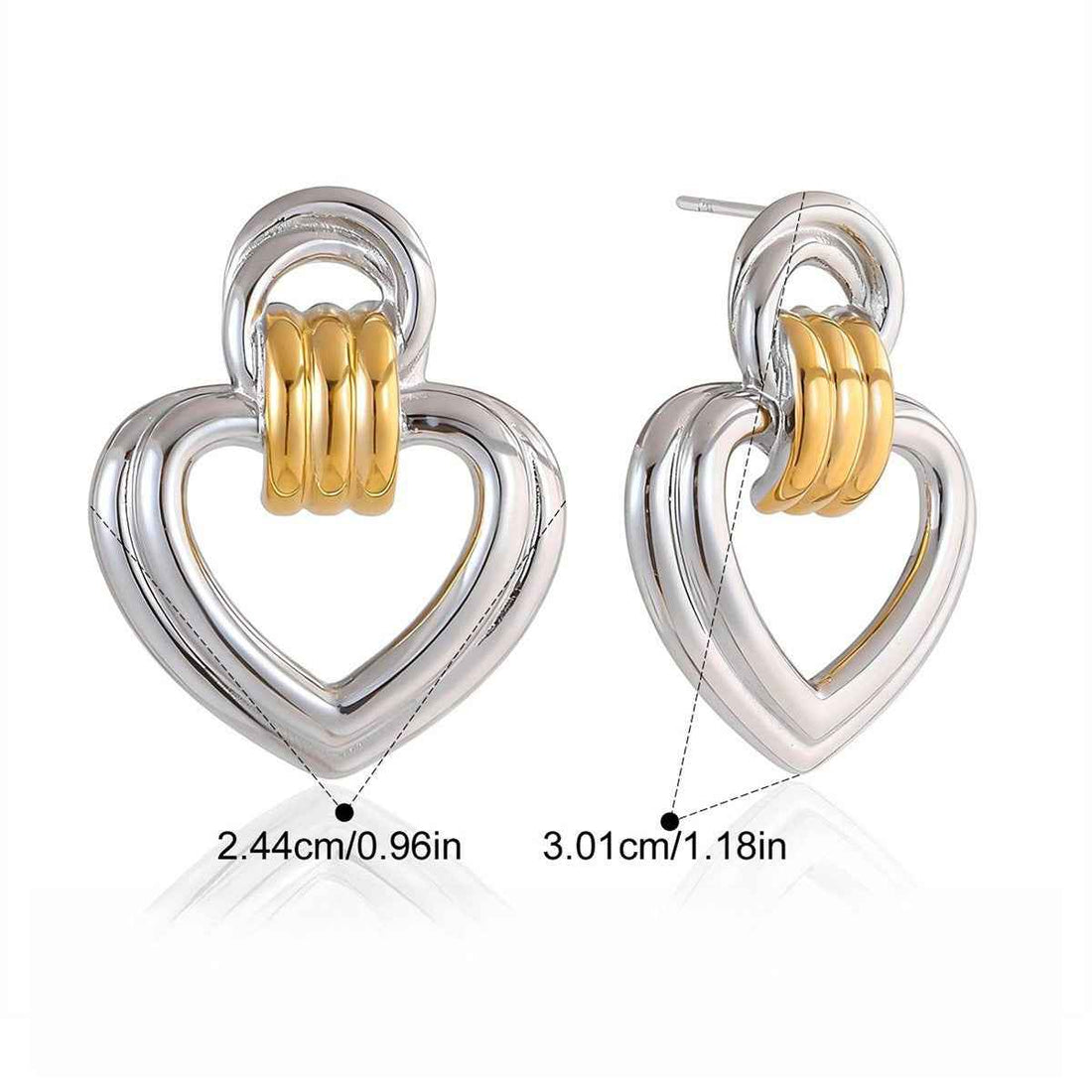 18K gold heart-shaped titanium steel stud earrings