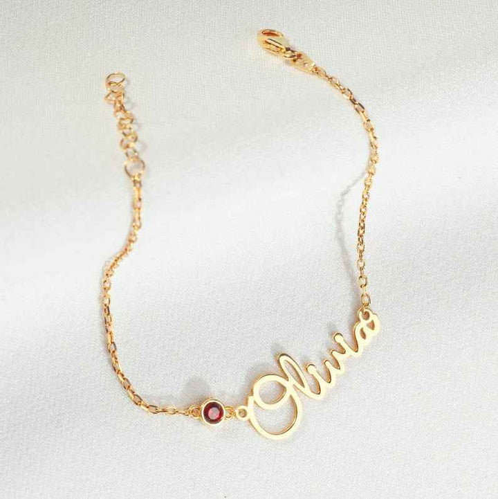 Customized Birthstone Name Bracelet