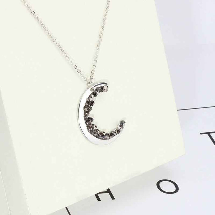 Light luxury moon rhinestone necklace