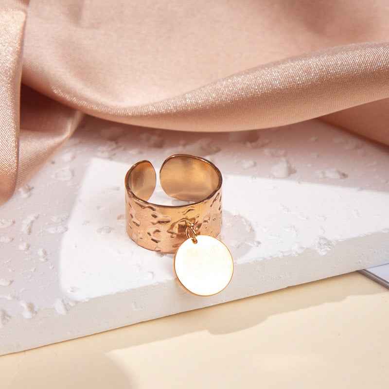 18K gold-plated titanium steel pendant ring