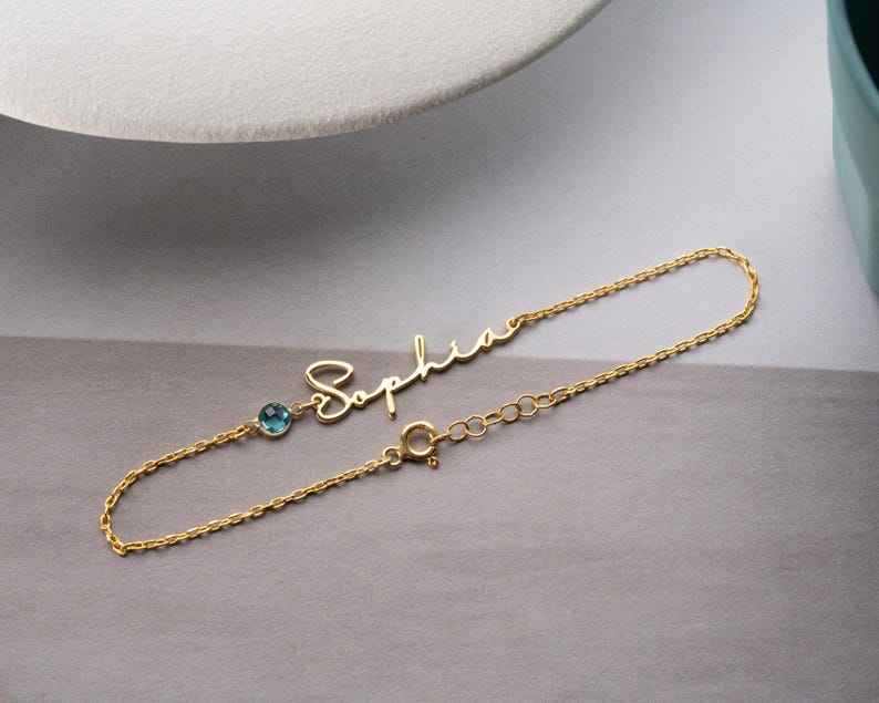 Personalized Cursive Name & Birthstone Bracelet