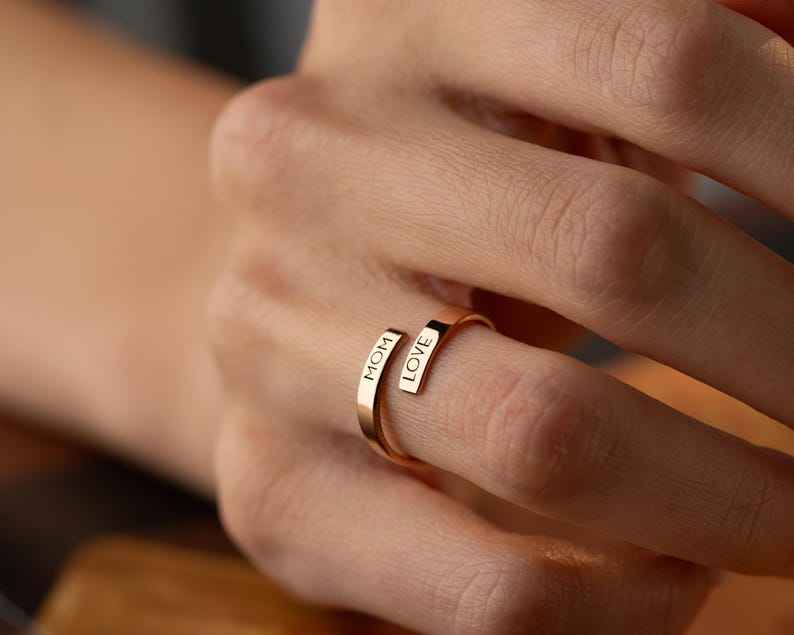 Customized Double Name Wrap Open Ring