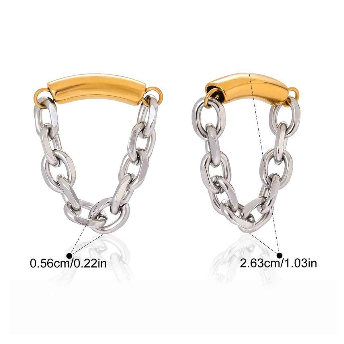 18K gold and S925 silver two-tone tassel ear cuff earring