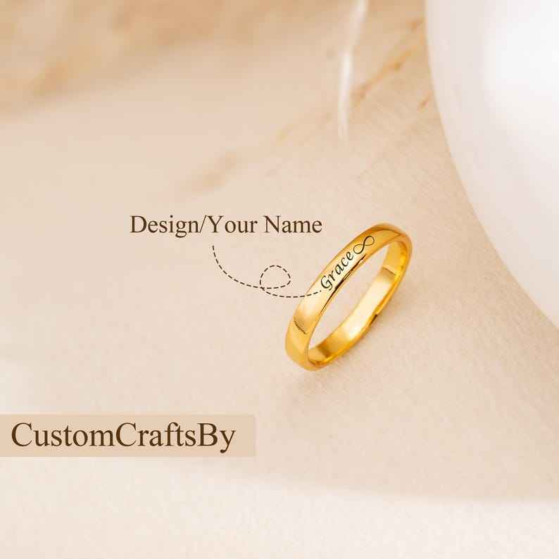 Customized Smooth Name Engraving Ring