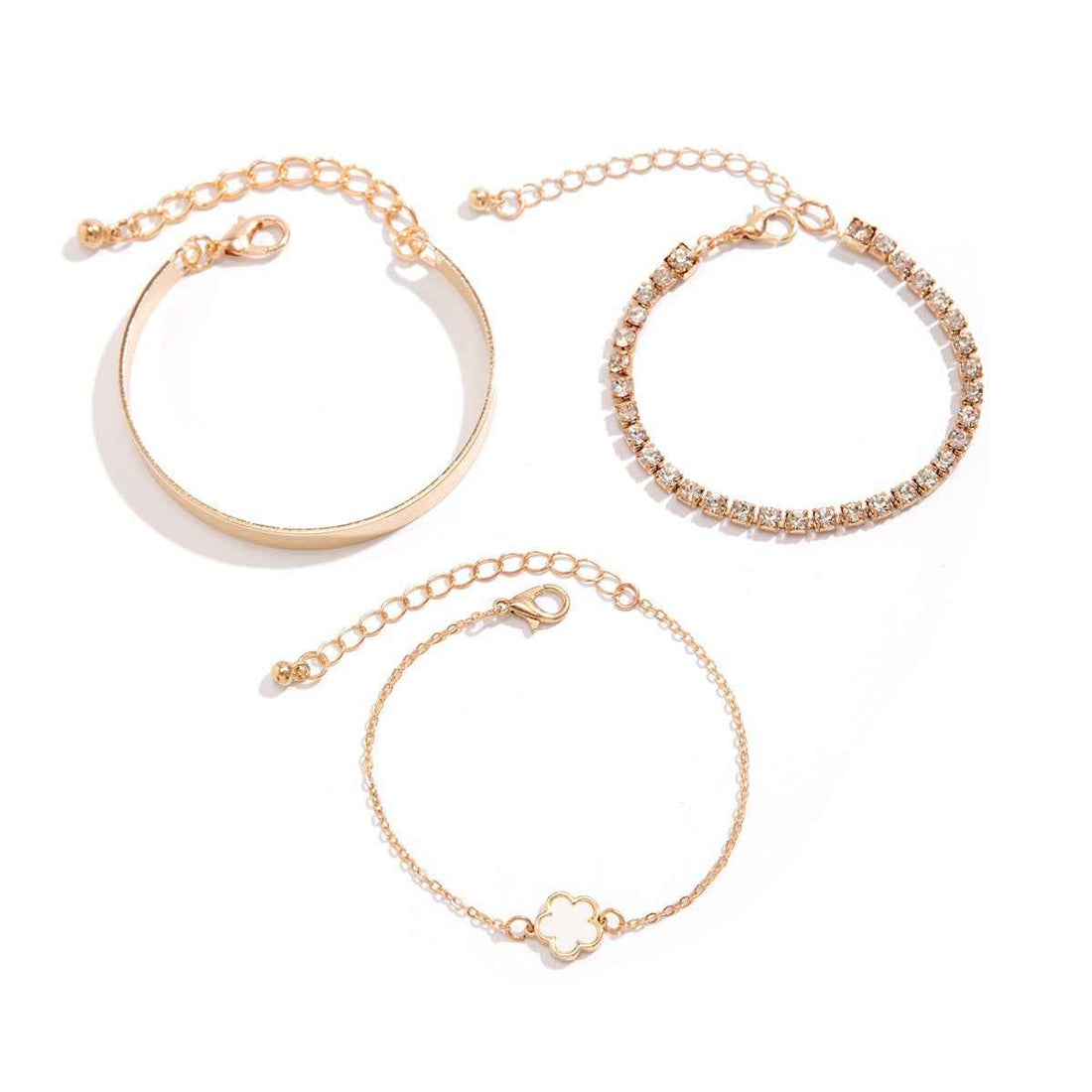 Hip-Hop Punk Rhinestone Chain Clover Bracelet