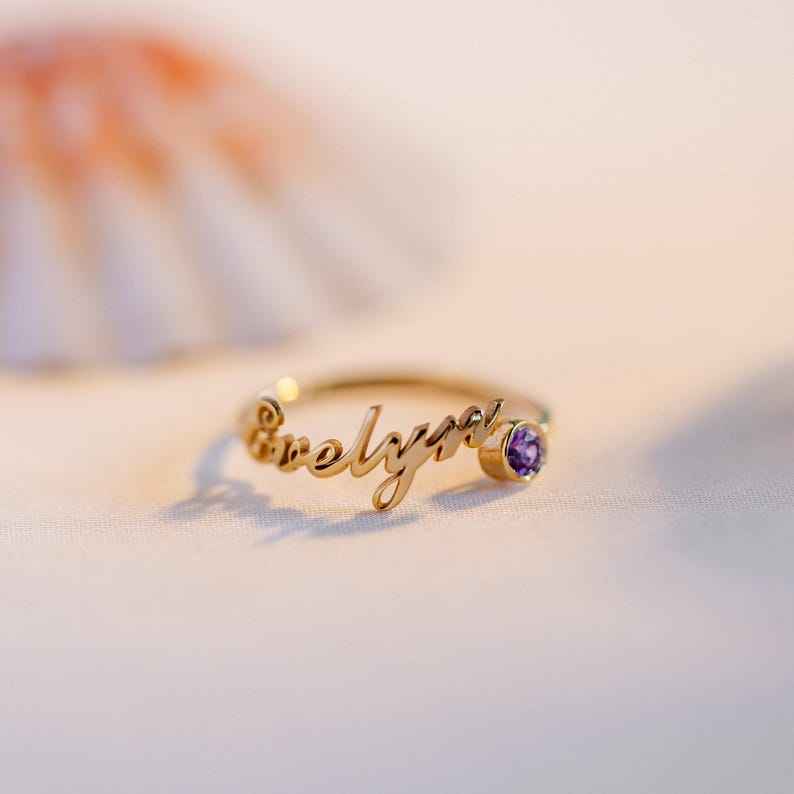 Customized Birthstone Name Open Ring