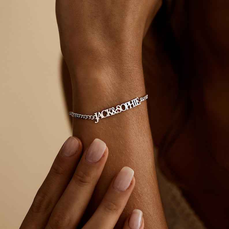 Customized Double Nameplate Name Bracelet