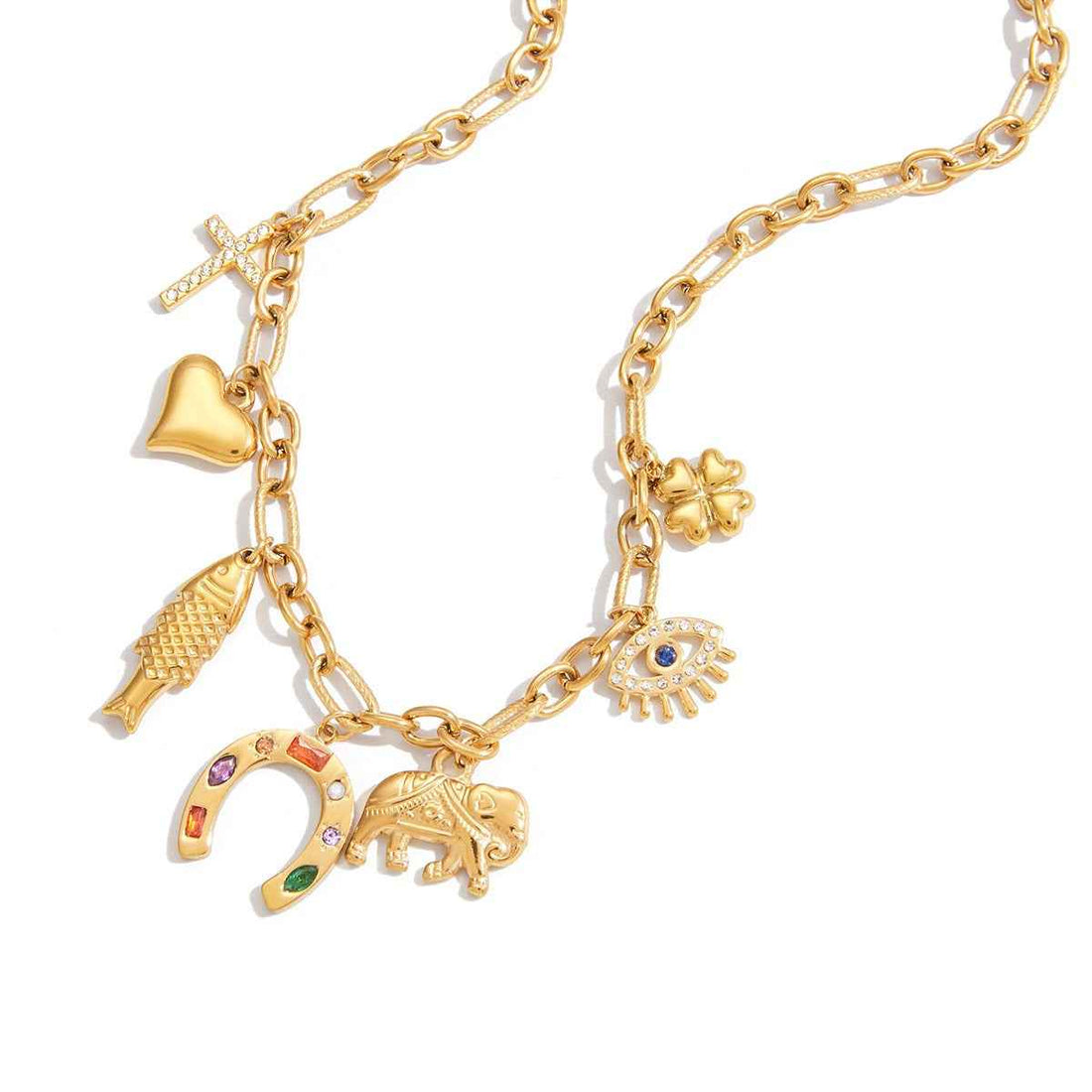 18K gold plated titanium steel DIY pendant necklace, a luxurious and sophisticated clavicle chain.