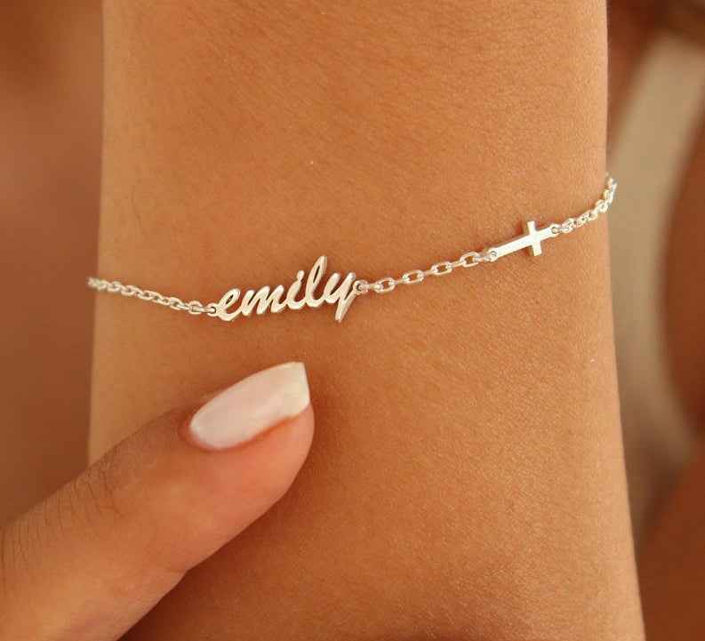 Customized Name and Cross Charm Bracelet