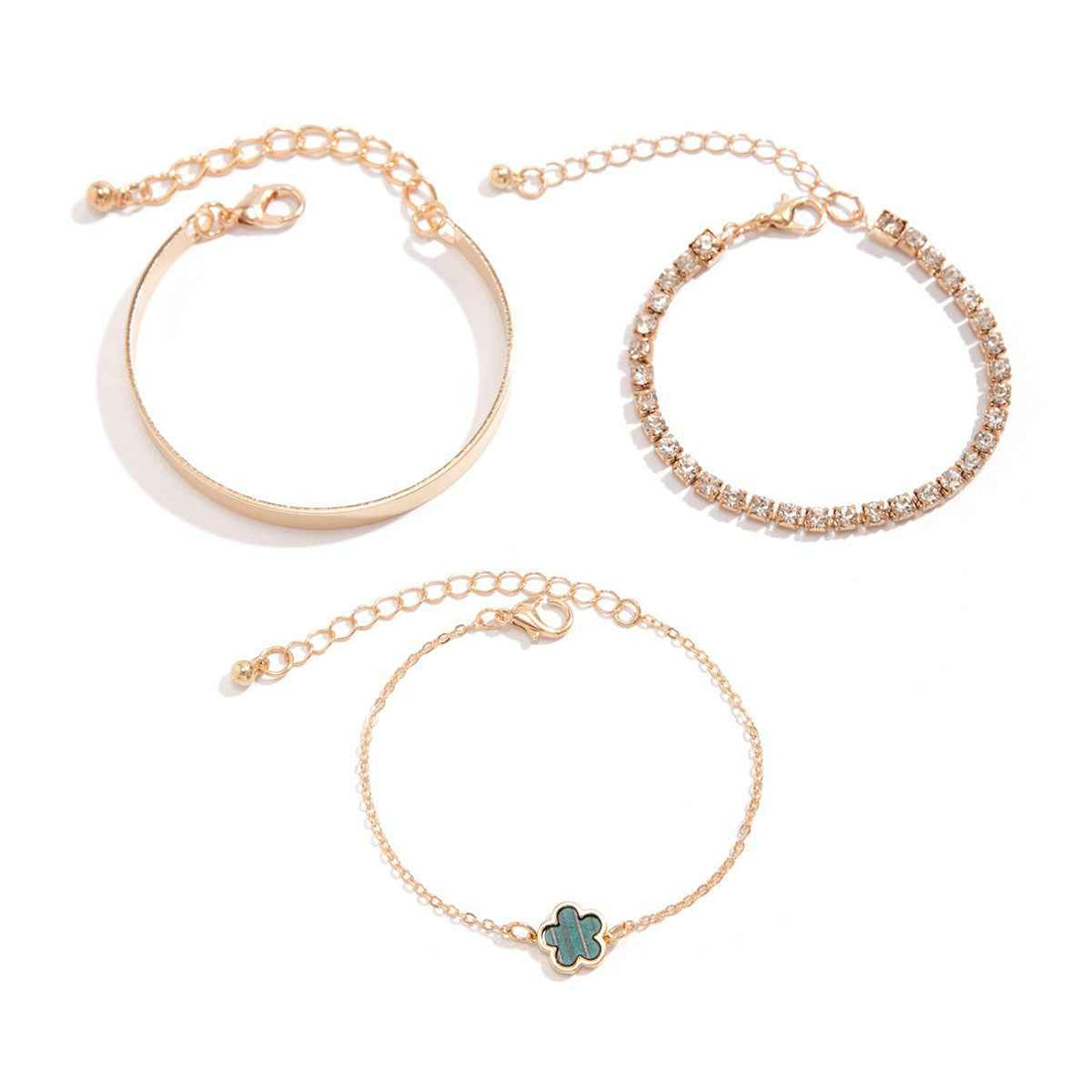 Hip-Hop Punk Rhinestone Chain Clover Bracelet