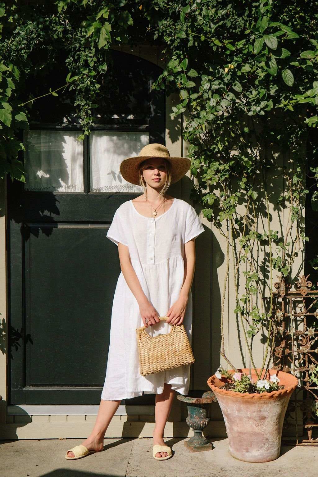 Charlotte Linen Dress - White Linen Dress MERRITT CHARLES