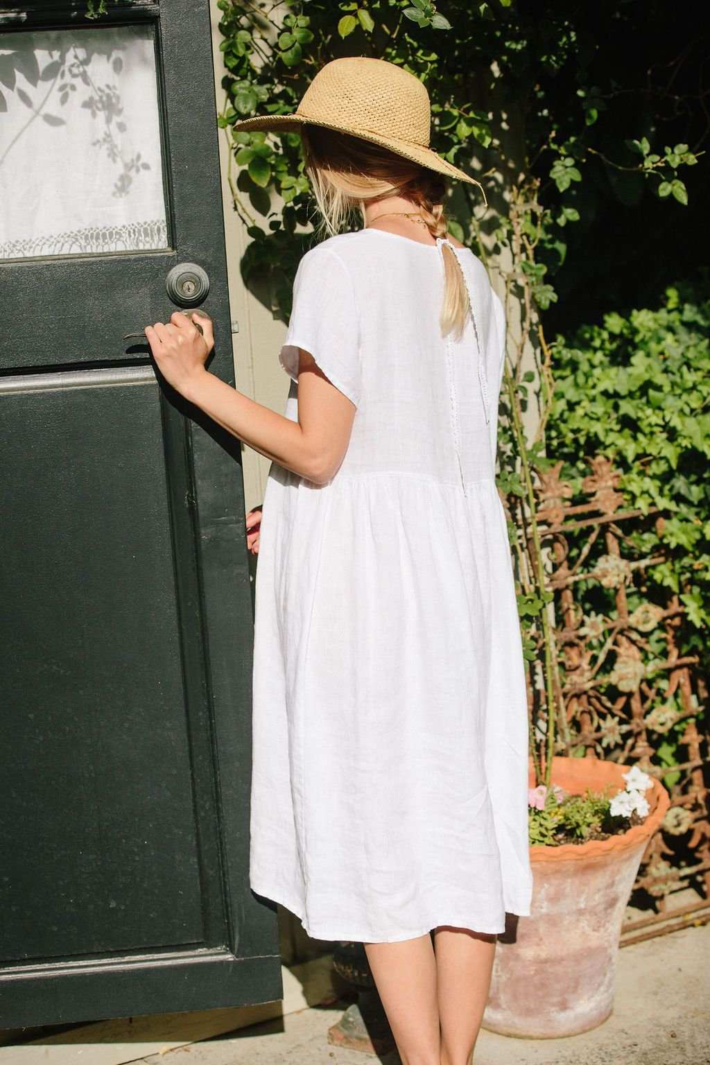 Charlotte Linen Dress - White Linen Dress MERRITT CHARLES