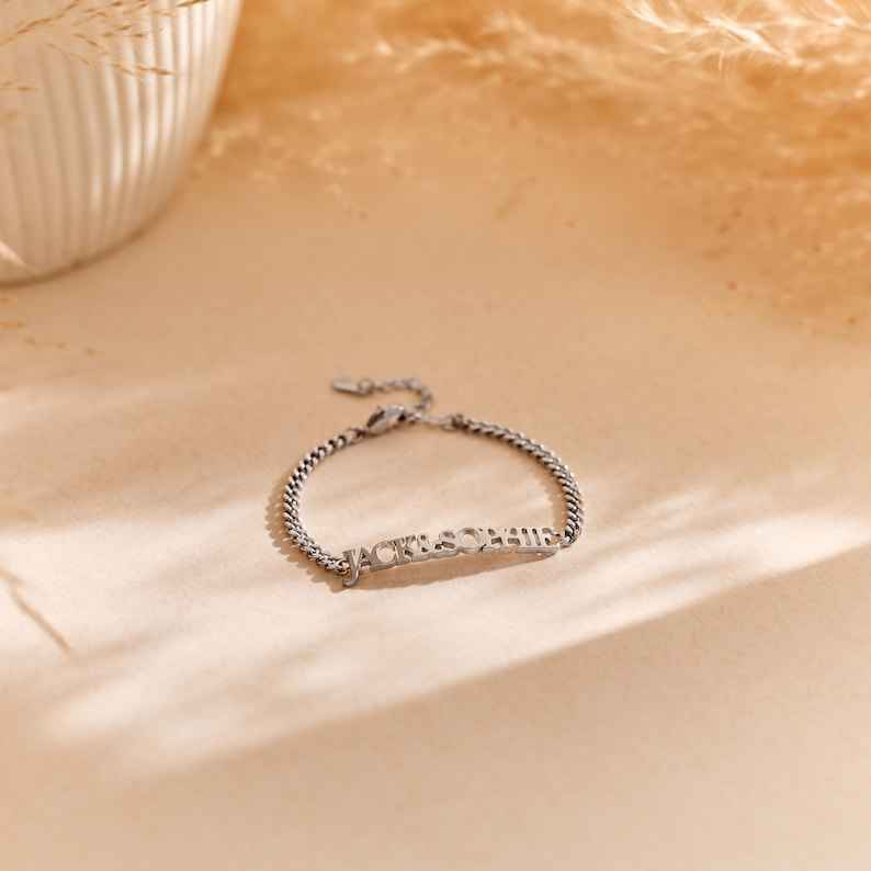 Customized Double Nameplate Name Bracelet