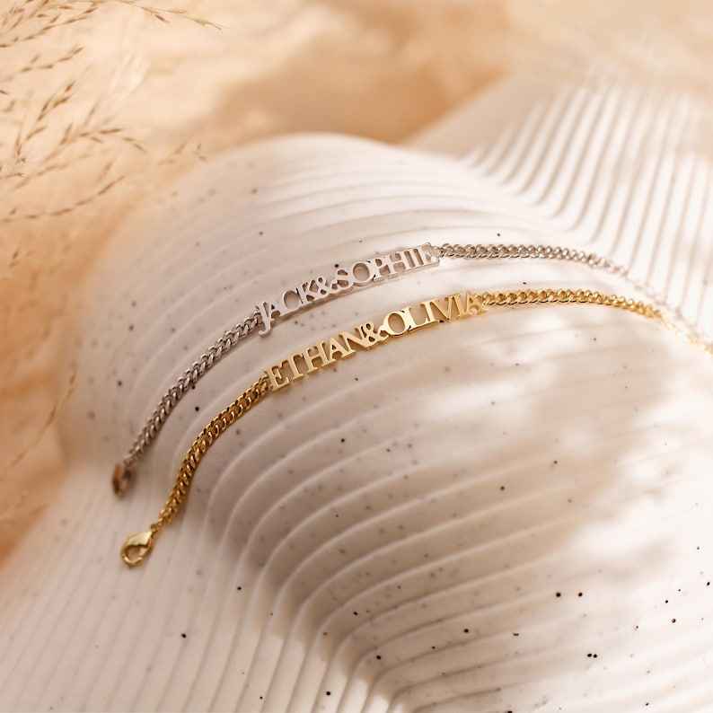 Customized Double Nameplate Name Bracelet