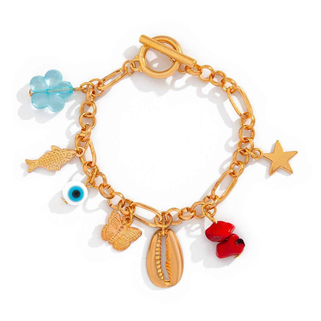 Retro elephant bull head personality niche peach heart imitation pearl shell bracelet