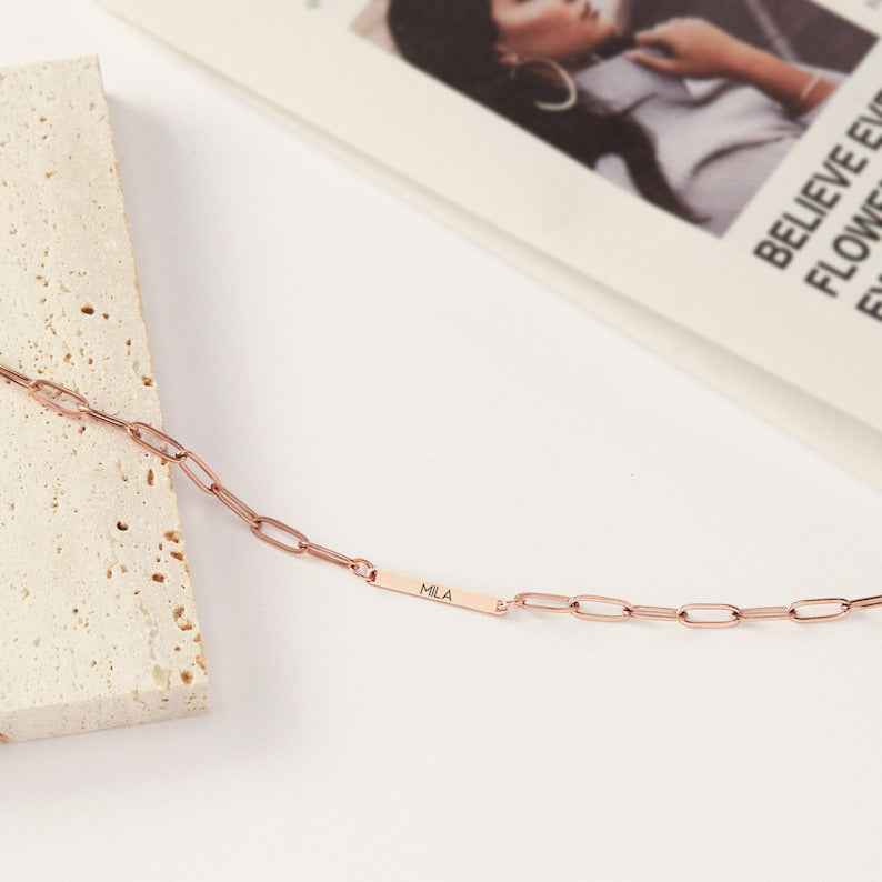 Personalized Paper Clip Chain Name Necklace