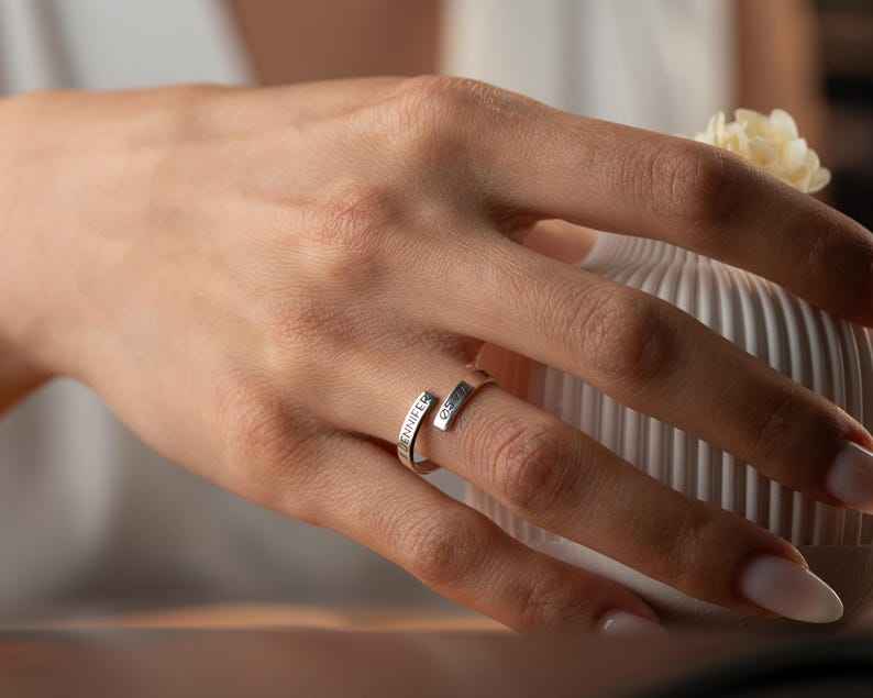 Customized Double Name Wrap Open Ring