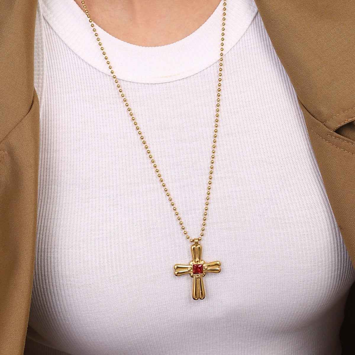 18K Gold Cross Design Beautiful Dazzling Necklace
