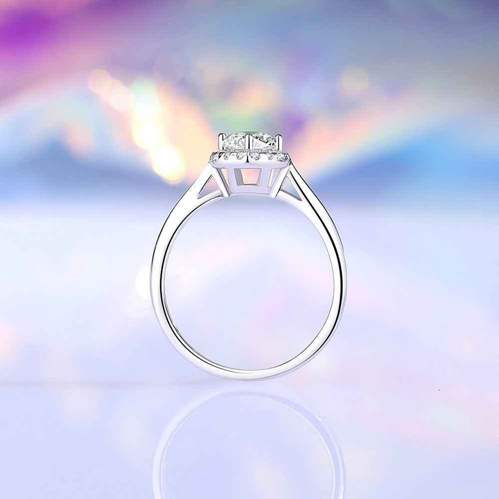 S925 Sterling Silver Minimalist Style Sparkling Diamond Ring