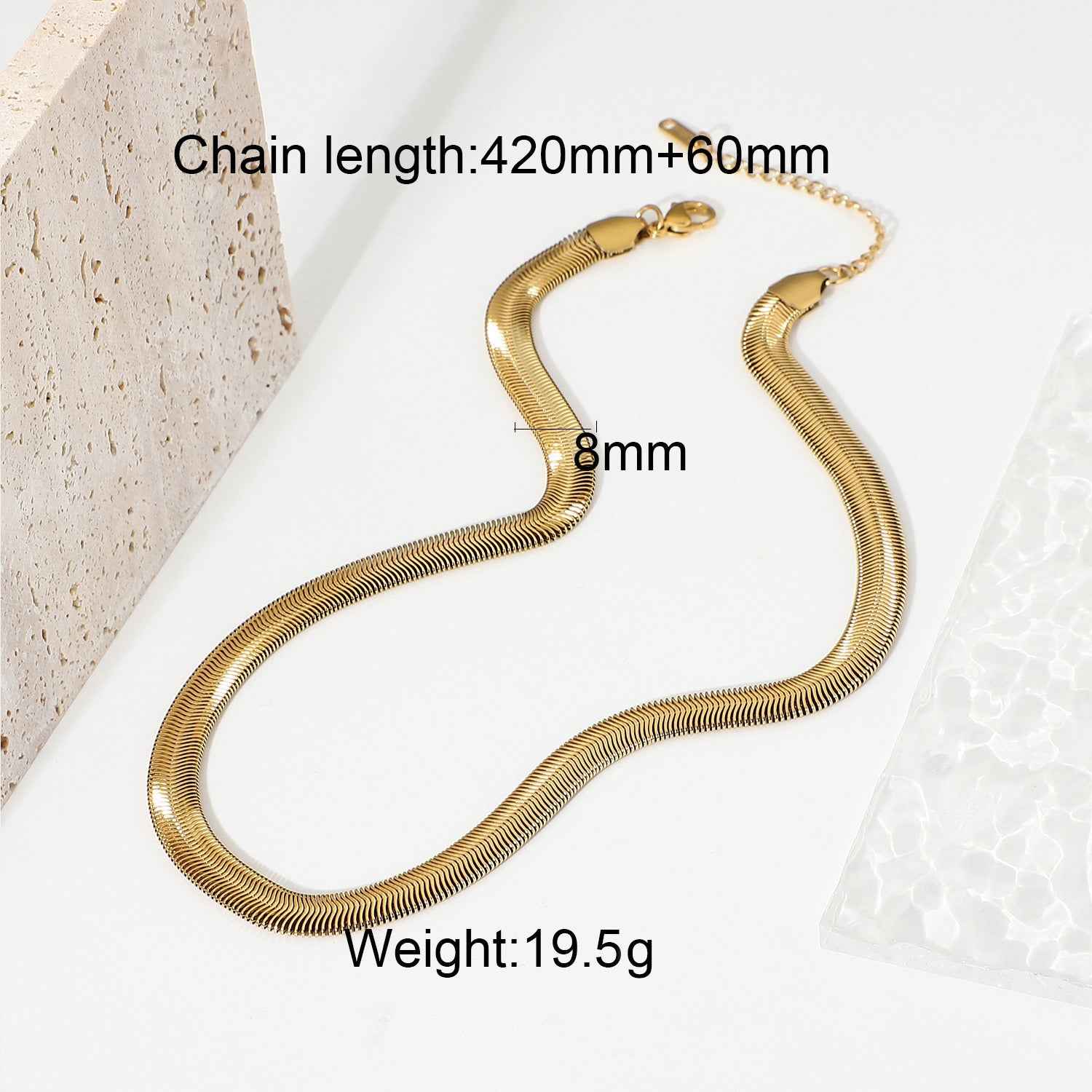 18K gold geometric inlaid gemstone with texture design classic fashion necklace