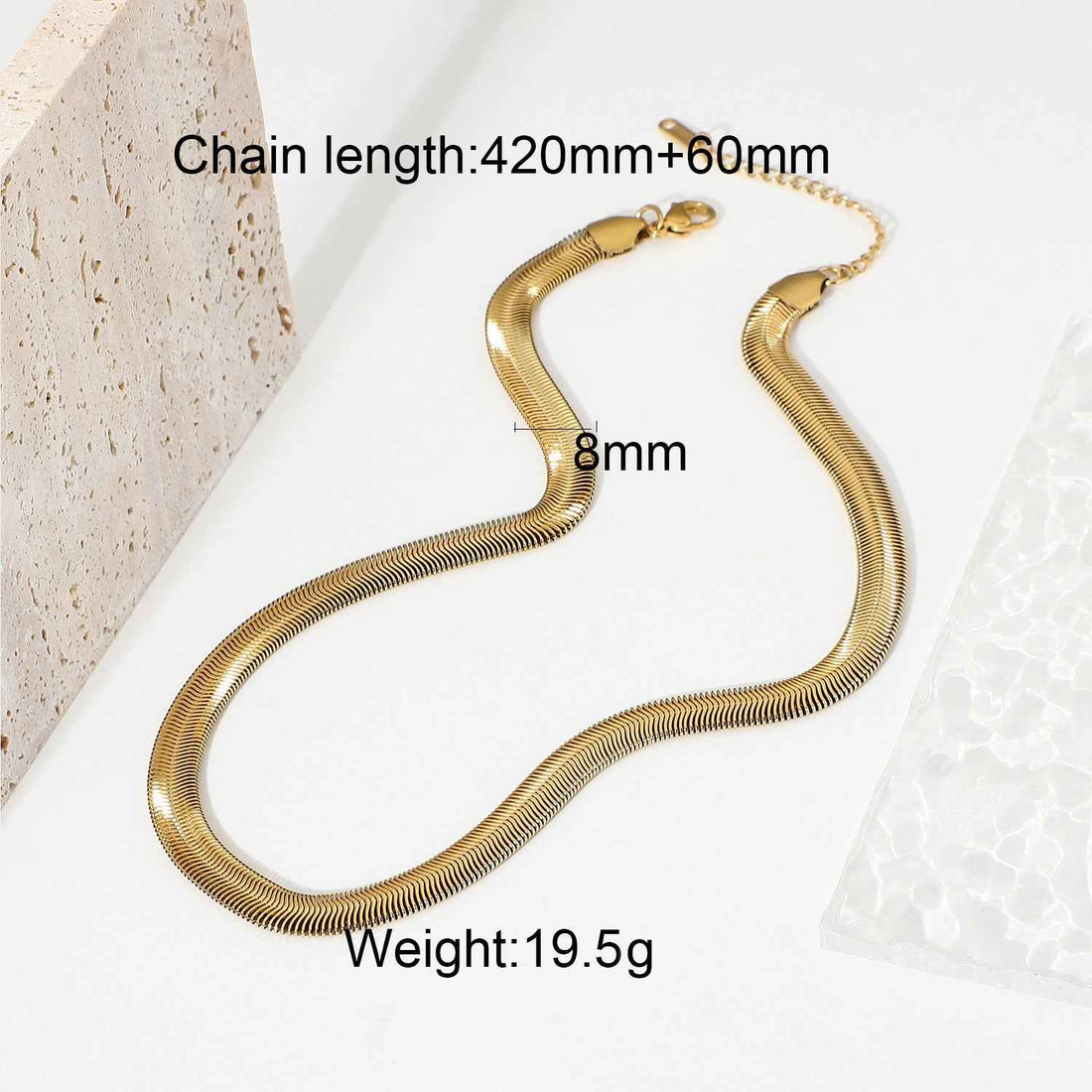 18K gold geometric inlaid gemstone with texture design classic fashion necklace