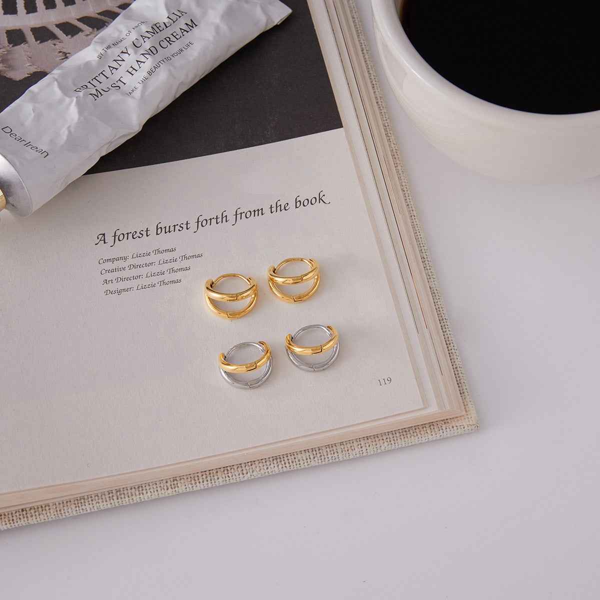 18K gold lightweight luxury and high-end hoop earrings/ear clips