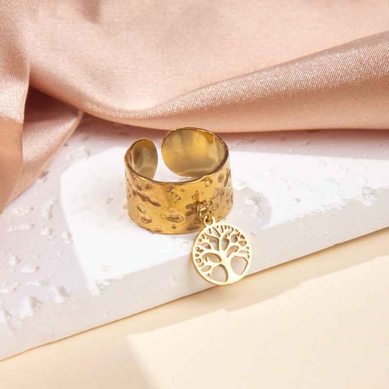 18K gold-plated titanium steel pendant ring