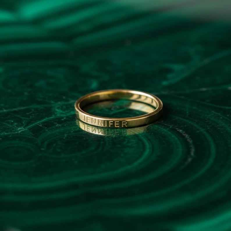 Customized Smooth Name Engraving Ring