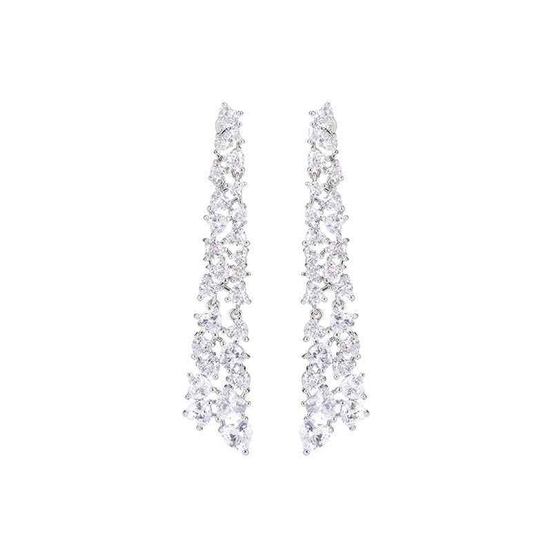 Long tassel earrings with full diamond embellishments