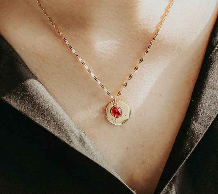 Personalized Round Birthstone Necklace
