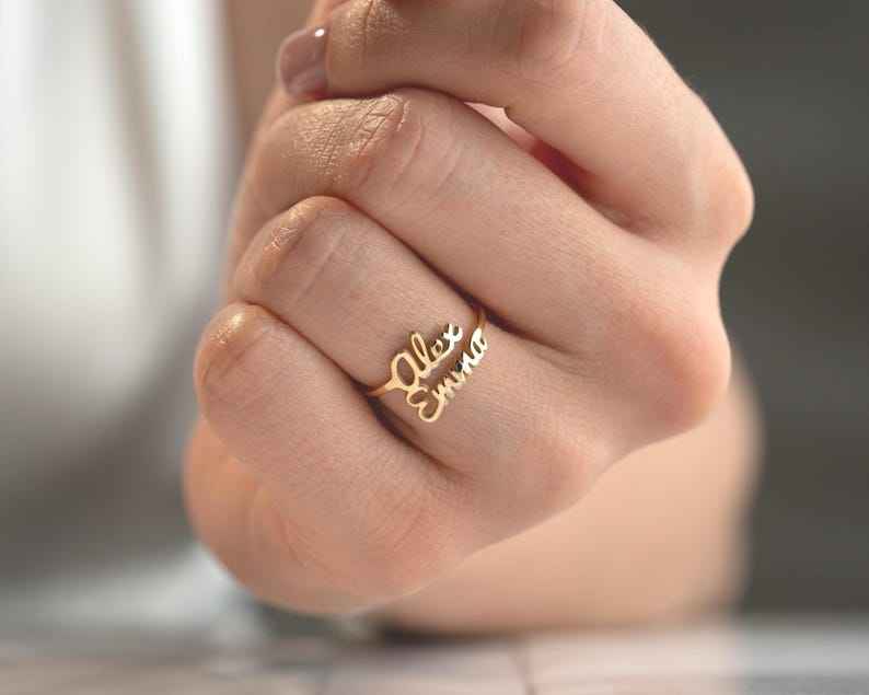 Customized Double Name Open Ring