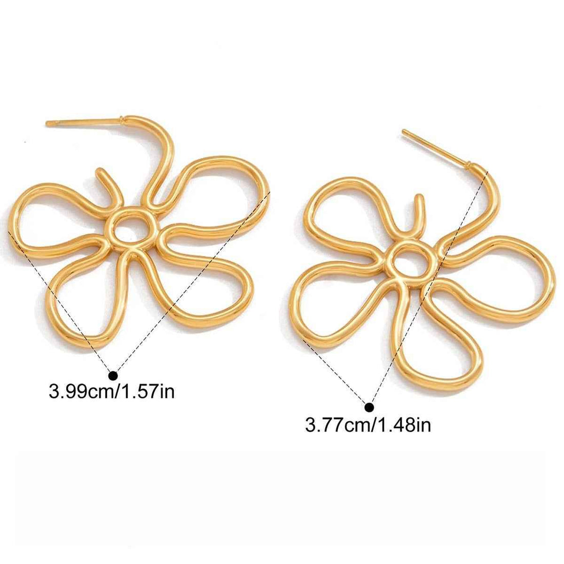18K gold-plated, lightweight, and luxurious flower-shaped titanium steel earrings.
