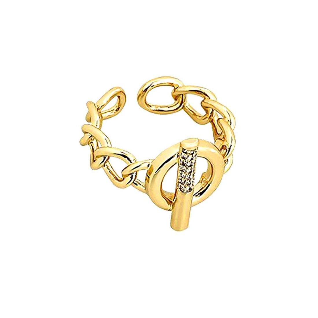 18K gold openwork ring with buckle design
