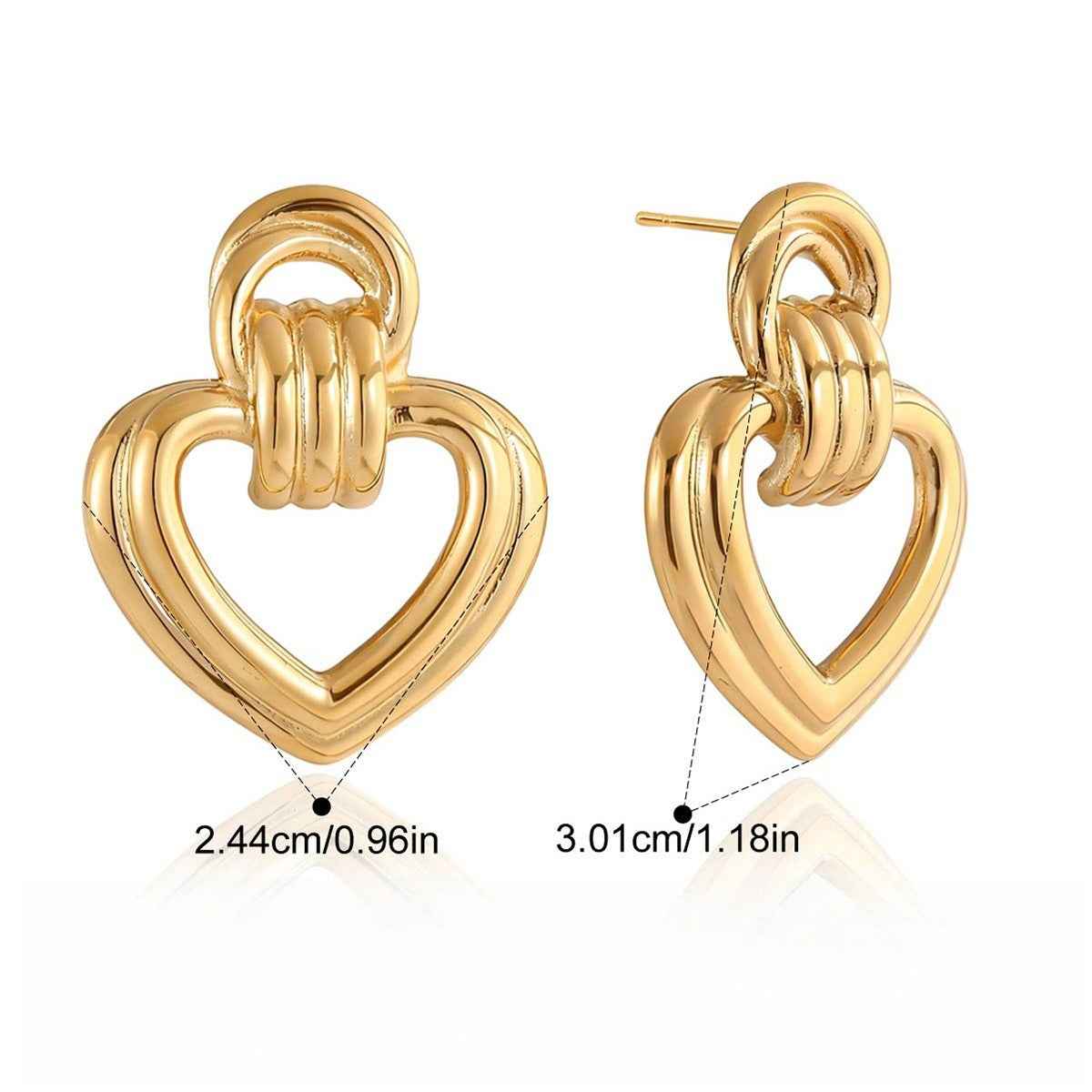 18K gold heart-shaped titanium steel stud earrings