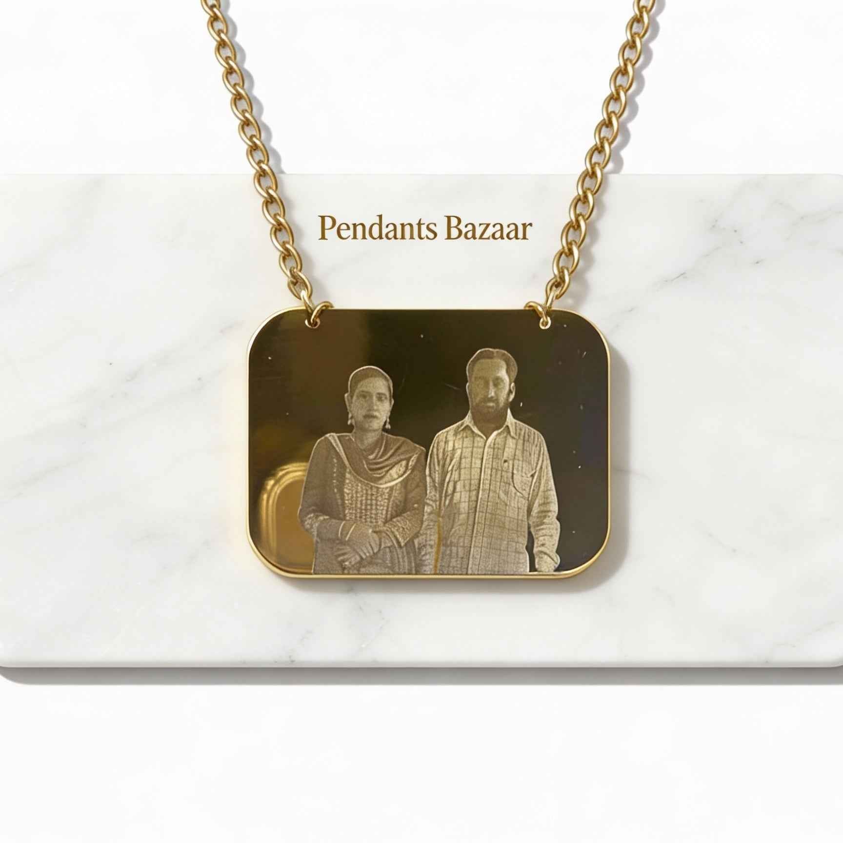 Customized Square Photo Engraving Car Hanging Ornament