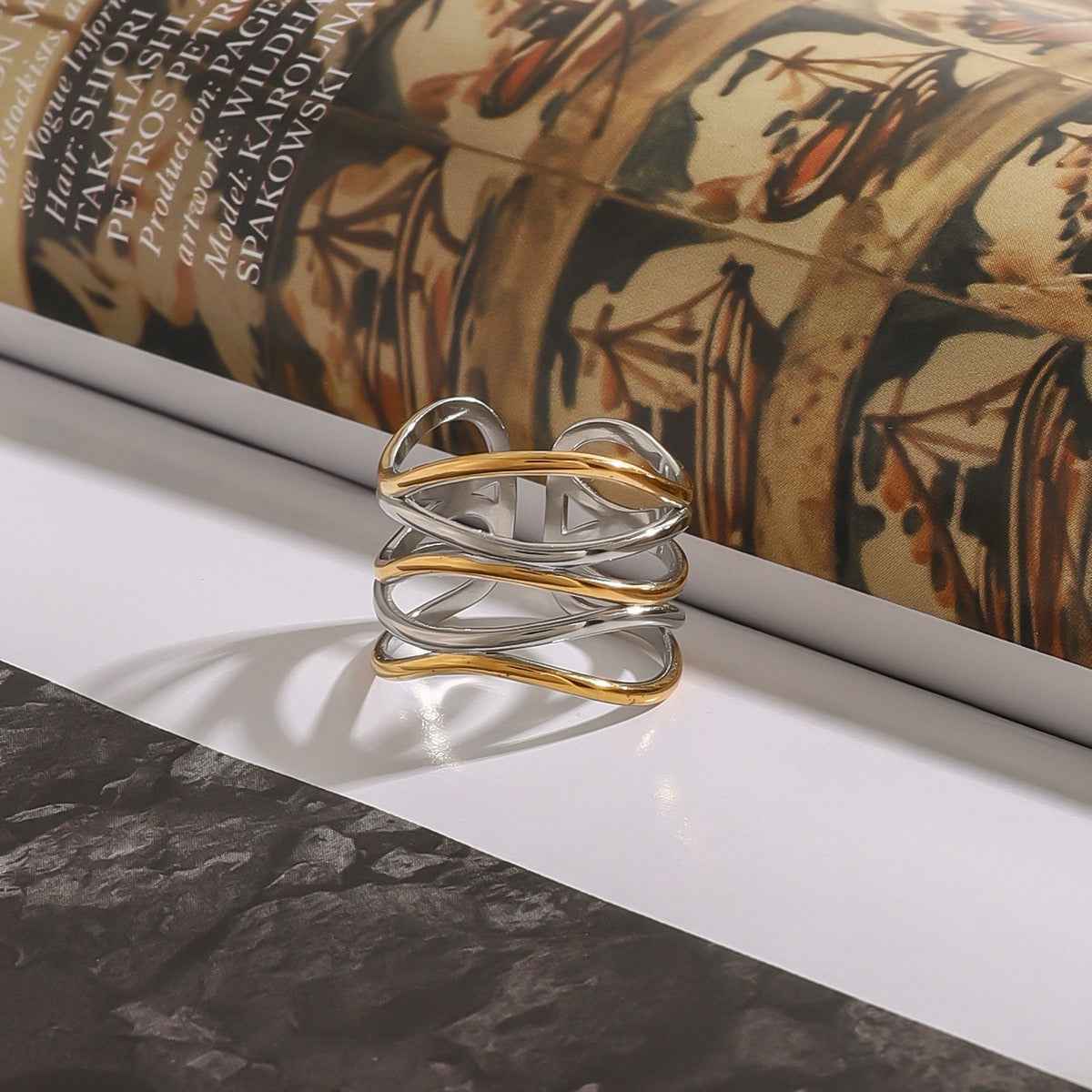 18K Gold Luxury Titanium Steel Ring