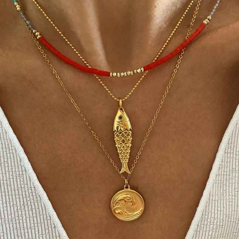 18K Goldfish Shape Design Exquisite Fashion Necklace Bracelet Set