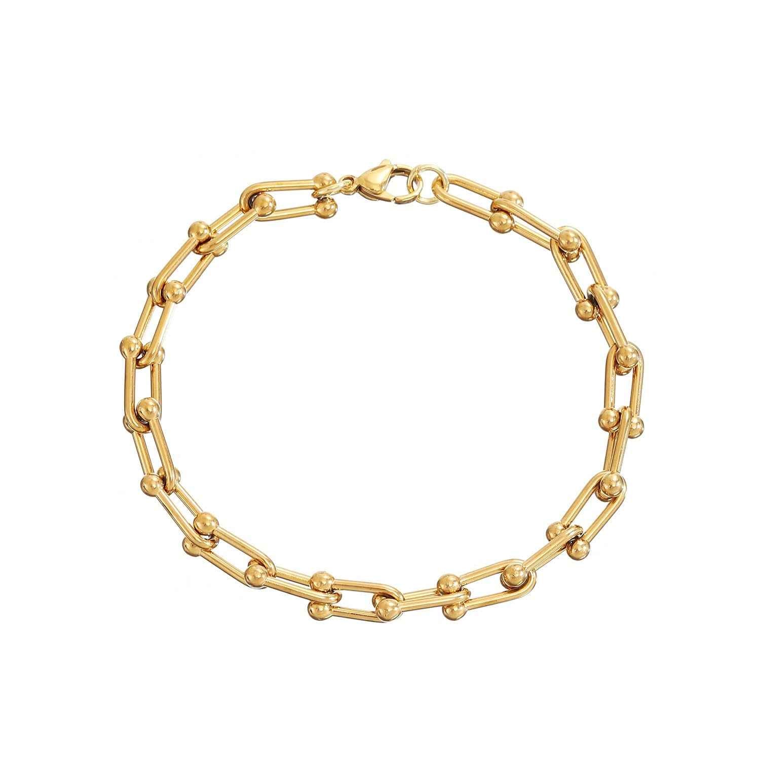 18k gold U-shaped horseshoe clasp bracelet necklace