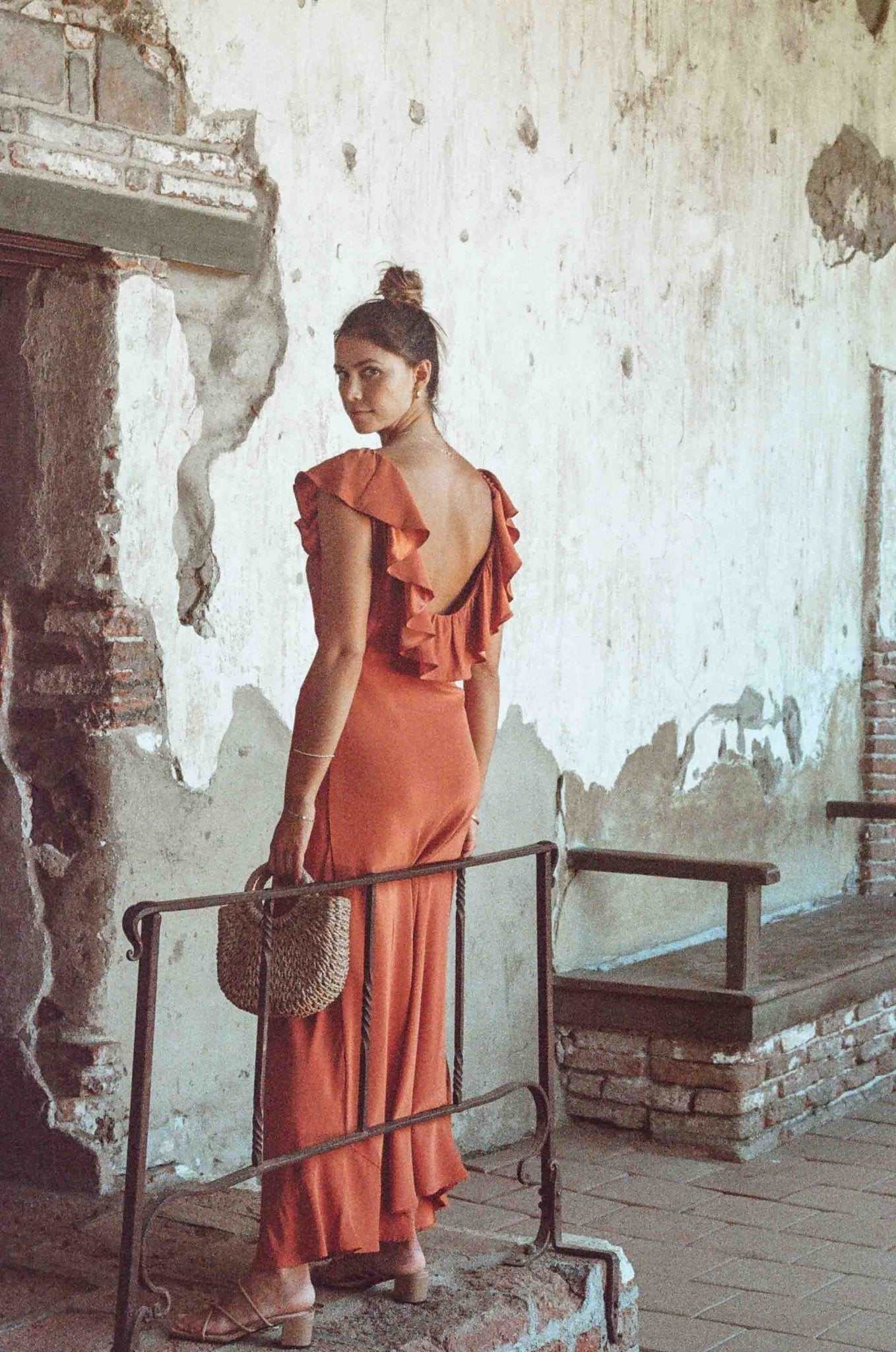 Florence Dress - Sandstone Orange Silk Slip Dress MERRITT CHARLES