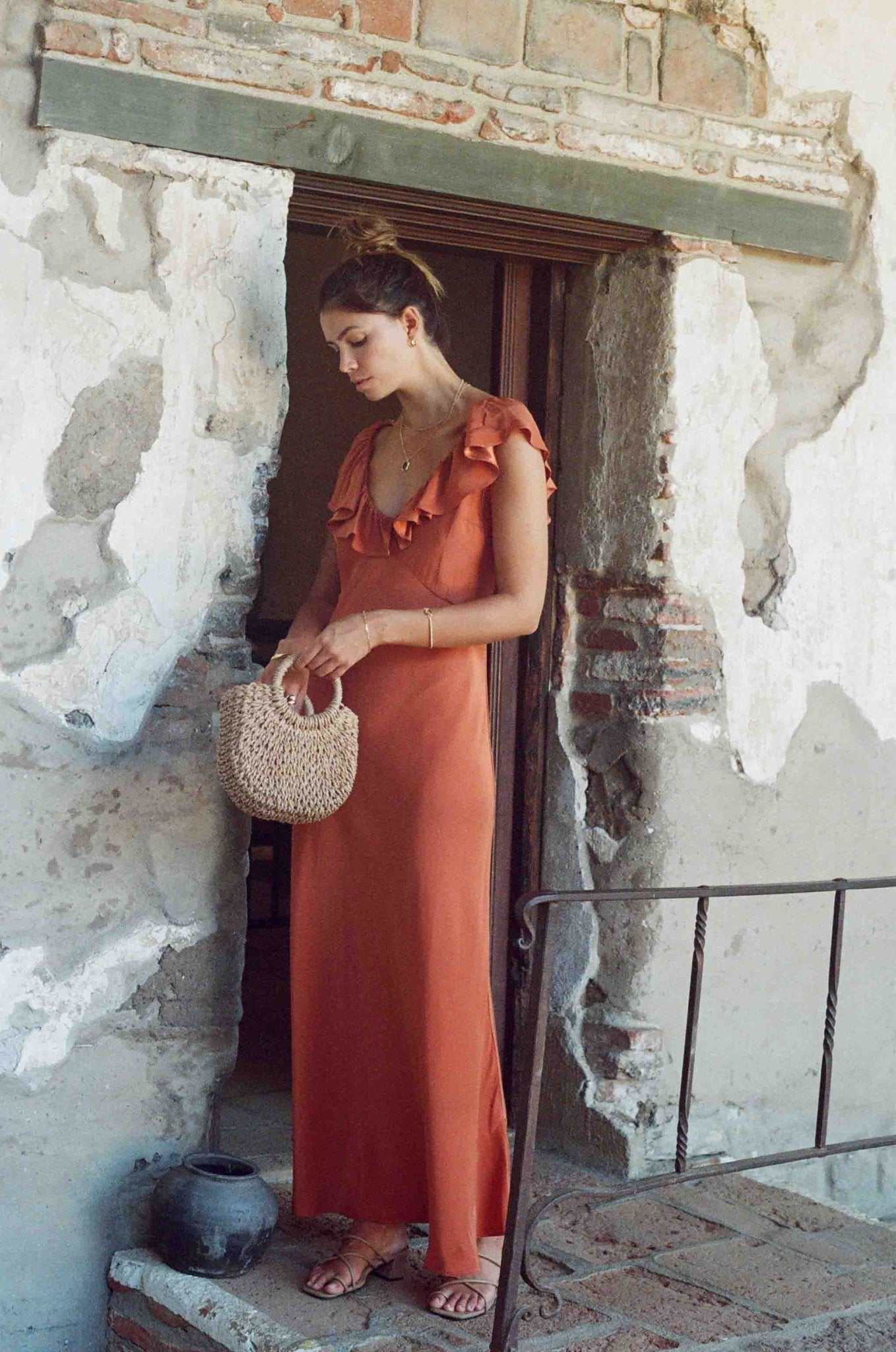 Florence Dress - Sandstone Orange Silk Slip Dress MERRITT CHARLES