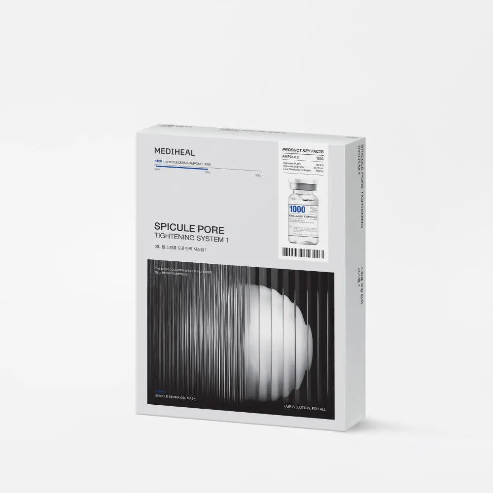MEDIHEAL Spicule Pore Tightening System 1 (Ampoule 2ml & Collagen 29g) Gel Mask 10ea - Atelievuè