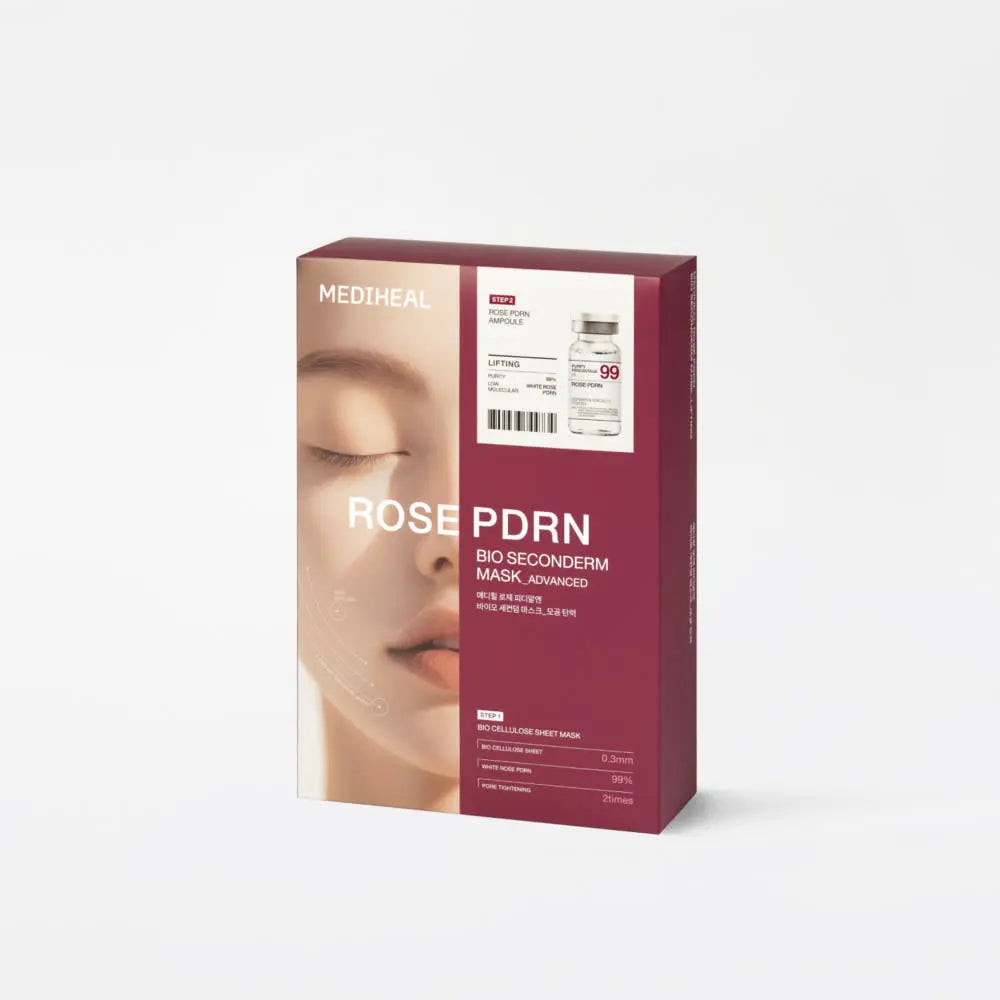 MEDIHEAL Rose PDRN Bio Seconderm Mask Pore Tightening (Ampoule 4ml + Mask 23ml) X 10ea - Atelievuè